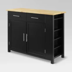 Full Savannah Wood Top Kitchen Island Cart Black/Natural - Crosley -Baxton Home Shop GUEST 65d7a931 8d5d 4e33 82e9 75415776139e