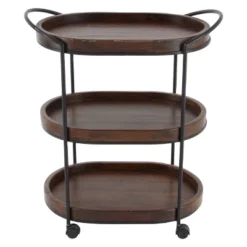 Wood 3 Tier Oval Tray Cart Brown - Olivia & May -Baxton Home Shop GUEST 660a32d2 f442 42f9 844d b1df47a3aeb2
