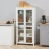 HOMCOM Freestanding Kitchen Pantry, 5-tier Storage Cabinet With Adjustable Shelves And 2 Glass Doors, White -Baxton Home Shop GUEST 66a5a686 2c9a 425b 85e4 8feb170301da