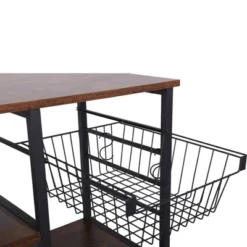 Wood And Metal Bakers Rack With 4 Shelves And Wire Basket Brown/Black - Benzara 13 Wood And Metal Bakers Rack With 4 Shelves And Wire Basket Brown/Black - Benzara -Baxton Home Shop GUEST 66d70f2c d276 4338 893f 7b858fe5436d