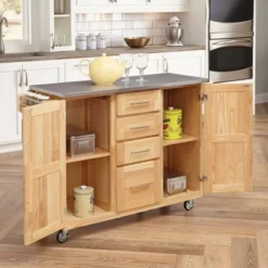 Breakfast Bar Kitchen Cart Natural With Stainless Steel Top - Home Styles 15 Breakfast Bar Kitchen Cart Natural With Stainless Steel Top - Home Styles -Baxton Home Shop GUEST 671b3771 7a56 4242 9d98 e3b642d92392