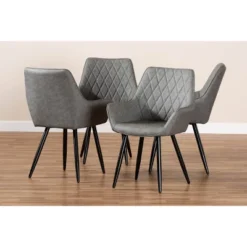 4pc Astrid Leather Upholstered Metal Dining Chairs - Baxton Studio -Baxton Home Shop GUEST 6744002b 5989 43ce ab77 15f7c6ea522e