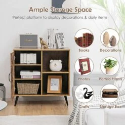 Costway Mid-century Storage Door Cabinet Cupboard W/4 Legs Adjustable Shelf Rustic Brown -Baxton Home Shop GUEST 67e25511 8e53 43be 995b bf1c01c26cef