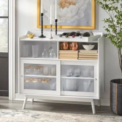 Dublin Bar Cabinet With Sliding Glass Doors White - Buylateral -Baxton Home Shop GUEST 6861e152 6f89 407d a989 c3f88da09110