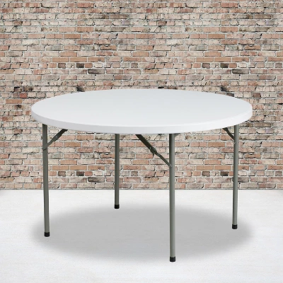 Flash Furniture 4-Foot Round Granite White Plastic Folding Table 3 Flash Furniture 4-Foot Round Granite White Plastic Folding Table