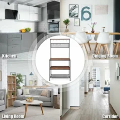 Costway 4-Tier Kitchen Bakers Rack Microwave Oven Stand Industrial W/Hooks & Mesh Panel -Baxton Home Shop GUEST 699b2b91 c949 403d 8751 05a2a75d3a47