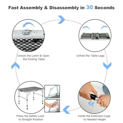 Costway Folding Grill Table For Camping Lightweight Aluminum Metal Grill Stand Table 9 Costway Folding Grill Table For Camping Lightweight Aluminum Metal Grill Stand Table - Image 7