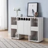 FC Design Modern 47.25"W Sideboard Buffet Table Wooden Bar Storage Cabinet With Wine Rack And Glass Holder In White Oak Finish -Baxton Home Shop GUEST 69c6a405 caf8 4ff7 9a3a ef99f3b2a07e