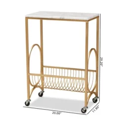 Jacek Metal Wine Cart With Marble Tabletop Gold - Baxton Studio -Baxton Home Shop GUEST 69cc7d57 29dd 4d4e a85e 6b30568ded3d