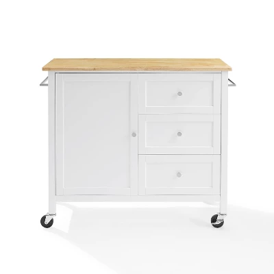 Soren Wood Top Kitchen Island/Cart Natural/White - Crosley 9 Soren Wood Top Kitchen Island/Cart Natural/White - Crosley - Image 7