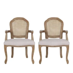 2pk Mina French Country Wood And Cane Upholstered Dining Chairs - Christopher Knight Home -Baxton Home Shop GUEST 6a36b513 b6f7 4a22 ae53 4e03c448180d