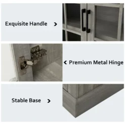 Costway 55'' Buffet Server Table Storage Cabinet Sideboard Glass Doors Adjustable Shelves -Baxton Home Shop GUEST 6bea9ef0 3d10 4d21 80e1 18d7ffbf568e