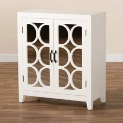 Garcelle Wood And Mirrored Glass 2 Door Sideboard White - Baxton Studio -Baxton Home Shop GUEST 6c0847aa 3364 40da a3d8 03403db59c8c