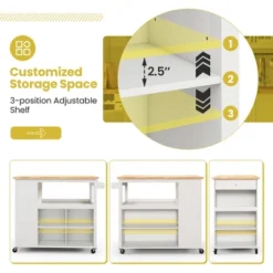 Costway Kitchen Island Trolley Cart On Wheels With Storage Open Shelves & Drawer White/Brown -Baxton Home Shop GUEST 6cd29548 0de8 417b a3ce 90f3a4afeac5