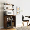HOMCOM Kitchen Bakers Rack, Microwave Stand, Coffee Bar With Adjustable Shelves, 4 Hooks For Spices, Pots And Pans, Rustic Brown -Baxton Home Shop GUEST 6ce2ee5b fc5f 4e33 b889 ebdb8ce1848f