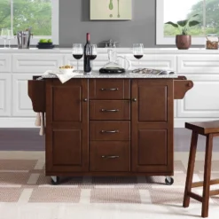 Eleanor Granite Top Kitchen Cart Mahogany/Gray - Crosley -Baxton Home Shop GUEST 6d87c06e 4280 41fd a8a9 8d09018a2586