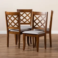 Set Of 4 Brigitte Dining Chair Gray/Walnut - Baxton Studio -Baxton Home Shop GUEST 6f5d831b 5322 4868 a353 91f514aab791