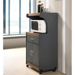 Microwave Kitchen Cart In Gray Oak - Hodedah -Baxton Home Shop GUEST 6fd68b5c a495 4bf0 994b 584fa18e60cf