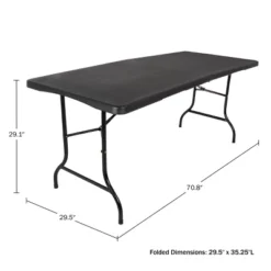 Folding Table Set - Set Of 2 Lightweight Portable Tables - 6-Foot-Long Plastic Tabletops For Camping, Parties, And Dining By Everyday Home (Black) -Baxton Home Shop GUEST 7085a1ee 110f 4768 a56b 67207ea54d1e