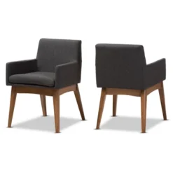 Set Of 2 Nexus Mid Century Modern Walnut Wood Fabric Upholstered Dining Armchair - Baxton Studio -Baxton Home Shop GUEST 712b4196 bc1c 4749 92be ad45aa70a5d3