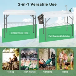 Costway Folding Fish Cleaning Table Portable Camping Table With Faucet Hose Grid Rack -Baxton Home Shop GUEST 7218c88f 4d60 4267 a930 4ddf67c9398f