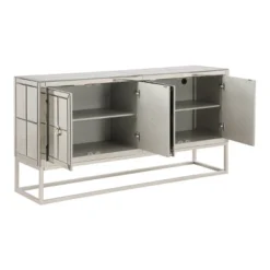 Adolphe Contemporary 4 Door Mirrored Storage Credenza/Sideboard Gold - Treasure Trove