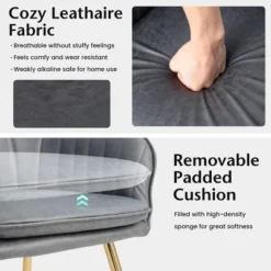 Costway Set Of 2 Velvet Dining Chairs Mid-Back Leisure Armchair W/ Gold Leg PinkGray -Baxton Home Shop GUEST 72e04fd7 d579 4711 aa5f 304f4af5efcb