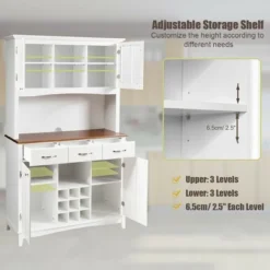 Costway Buffet And Hutch Kitchen Storage Cabinet Cupboard W/ Wine Rack & Drawers White -Baxton Home Shop GUEST 7327c5ea ea36 4eb2 b696 614cdb88742a