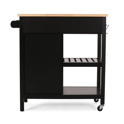 Byway Contemporary Kitchen Cart With Wheels Black/Natural - Christopher Knight Home 11 Byway Contemporary Kitchen Cart With Wheels Black/Natural - Christopher Knight Home - Image 9