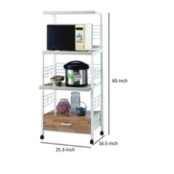 Commodious Kitchen Shelf On Casters White - Benzara -Baxton Home Shop GUEST 75338f13 3dfc 4c6a 8051 b1f17ea4fa27