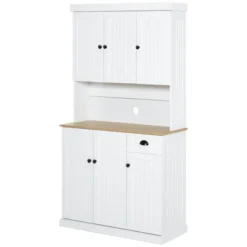 HOMCOM Buffet With Hutch, Kitchen Pantry Storage Cabinet With Microwave Oven Countertop, Drawer, And Cupboards, White -Baxton Home Shop GUEST 7691dcda f111 43a3 89ff d49a2ed10f10