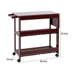 38" 2 Shelves Rubberwood Kitchen Cart With Knife Holder And Folding Frame Brown - The Urban Port -Baxton Home Shop GUEST 76fe24f3 2417 4f3f be61 b699b8b34ef1