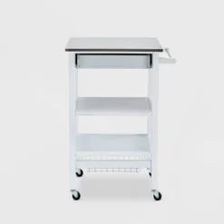 Hennington Kitchen Cart With Stainless Steel Top White - Boraam -Baxton Home Shop GUEST 77e14010 65dd 4f33 ac14 6626424ed51a