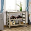 HOMCOM Rolling Kitchen Cart With Stainless Steel Countertop, 1 Bottom Shelf, 1 Slotted Middle Shelf And 4 Castor Wheels, Gray 2 HOMCOM Rolling Kitchen Cart With Stainless Steel Countertop, 1 Bottom Shelf, 1 Slotted Middle Shelf And 4 Castor Wheels, Gray -Baxton Home Shop GUEST 78634e91 e698 404c a8fc 3796cd9bdf55