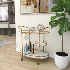 Contemporary Iron Bar Cart Gold - Olivia & May -Baxton Home Shop GUEST 78afb012 bf07 4345 a7e7 ae4a452de714