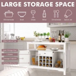 Costway Storage Buffet Sideboard Table Kitchen Sever Cabinet Wine Rack White -Baxton Home Shop GUEST 7a3f0086 69f6 4fb6 8b3a cca59809a4ae