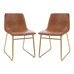 Emma And Oliver 18 Inch Indoor Dining Table Chairs, LeatherSoft Upholstery-Set Of 2 -Baxton Home Shop GUEST 7a948939 b887 4120 9f9c 21bc04b05c75