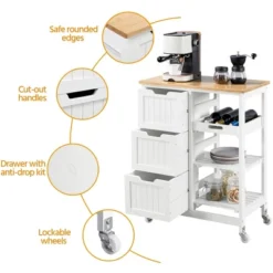 Yaheetech Rolling Kitchen Island Kitchen Cart With Cabinet & Drawer White -Baxton Home Shop GUEST 7b696097 7a94 4a65 9686 3cf251795763