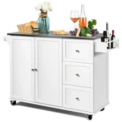 Costway Kitchen Island 2-Door Storage Cabinet Stainless Steel Top W/ Drawers -Baxton Home Shop GUEST 7b8e1003 005c 403c b0a3 7defec90bf81