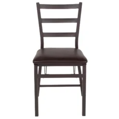 Flash Furniture 2 Pack HERCULES Series Brown Folding Ladder Back Metal Chair With Brown Vinyl Seat -Baxton Home Shop GUEST 7bb9f247 bb52 4485 994d cca22db52675