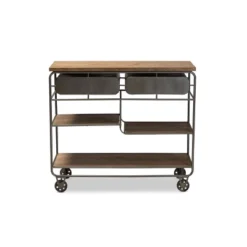 2 Drawer Grant Vintage Rustic Industrial Wood And Metal Kitchen Cart Brown/Black - Baxton Studio -Baxton Home Shop GUEST 7be8e45b a70f 497e 995f f7c0325ad6da