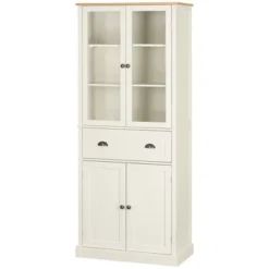 HOMCOM Freestanding Kitchen Pantry, 5-tier Storage Cabinet With Adjustable Shelves And Drawer For Living Room, Dining Room, Cream White -Baxton Home Shop GUEST 7bec5ff9 cdeb 4885 9d08 ef7d3606ea23