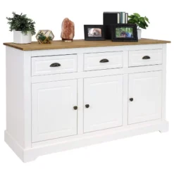 Sunnydaze Decor Sunnydaze Sideboard With 3 Drawers And 3 Doors - Solid Pine Construction - White - 32"