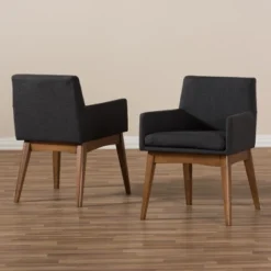 Set Of 2 Nexus Mid Century Modern Walnut Wood Fabric Upholstered Dining Armchair - Baxton Studio -Baxton Home Shop GUEST 7c2e83b0 cc79 4987 ab7a 76ef802ed96d