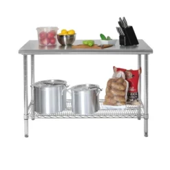 Commercial Grade Nsf Stainless Steel Top Work Table Chrome - Seville Classics -Baxton Home Shop GUEST 7d3bd31a 48ec 4ea1 bc84 00918e6e080b