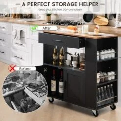 Costway Kitchen Island Cart Rolling Storage Cabinet W/ Drawer & Spice Rack Shelf -Baxton Home Shop GUEST 7dc8cfd9 4524 4b5c b5eb 12eaf200e5d1