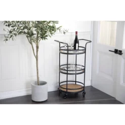 Industrial Metal Bar Cart Brown - Olivia & May