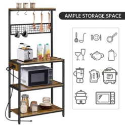 Yaheetech 67.5" H Baker’s Rack With Power Outlet For Kitchen Storage, Rustic Brown -Baxton Home Shop GUEST 7ea24def 693a 4235 b51c 4dd89ae00bdd