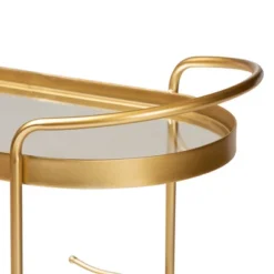 Kamal Glam Brushed Metal And Mirrored Glass 2 Tier Mobile Wine Bar Cart Gold - Baxton Studio -Baxton Home Shop GUEST 7fdb4788 9cc6 44ae 9d85 7ff4ff08d113