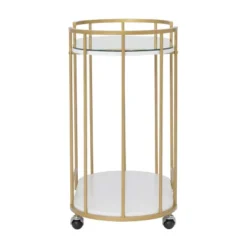 Pavillion 2 Tier Oval Bar Serving Cart Shelves With Glass Mirror Gold - Studio Designs -Baxton Home Shop GUEST 7ffa77ba d12a 4c20 b805 662fe45bca11